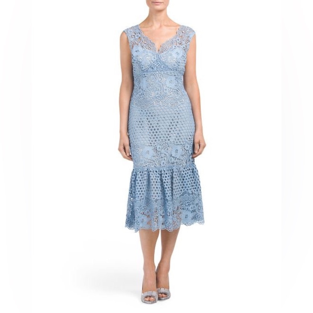 Elegant Blue Lace Dress